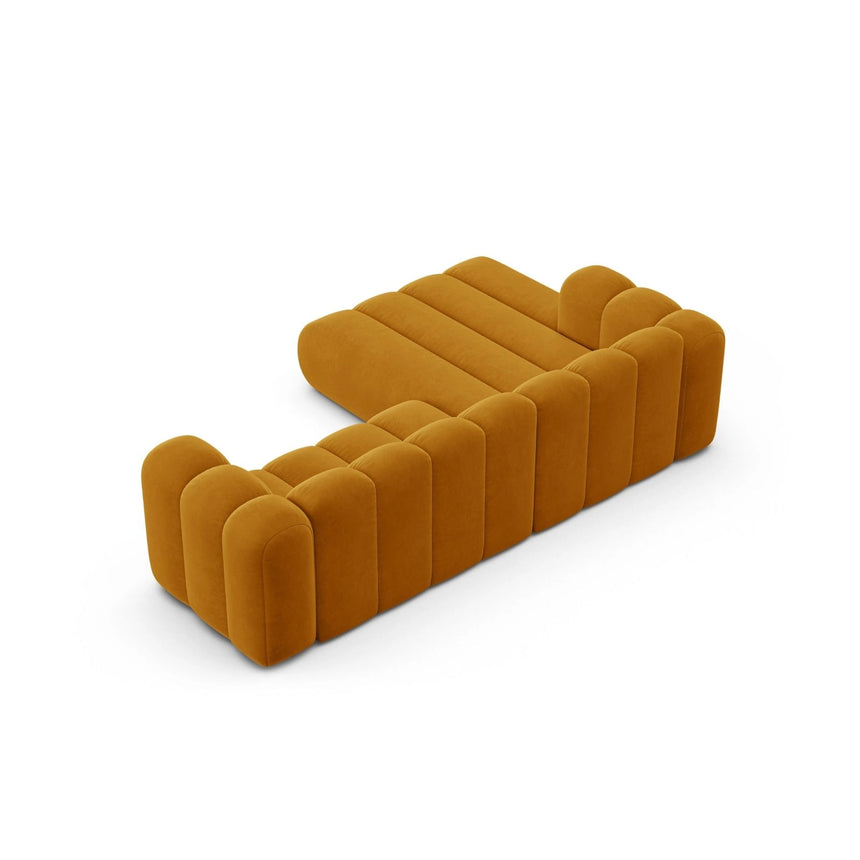 Lupine Modulares 4-Sitzer Ecksofa, Linke Seite, aus Samt in Gelb (Salvador 10), 260x177 cm von Micadoni – Bild 4