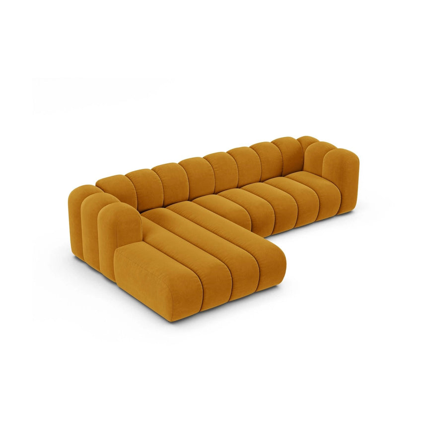 Lupine Modulares 4-Sitzer Ecksofa, Linke Seite, aus Samt in Gelb (Salvador 10), 290x177 cm von Micadoni – Bild 4