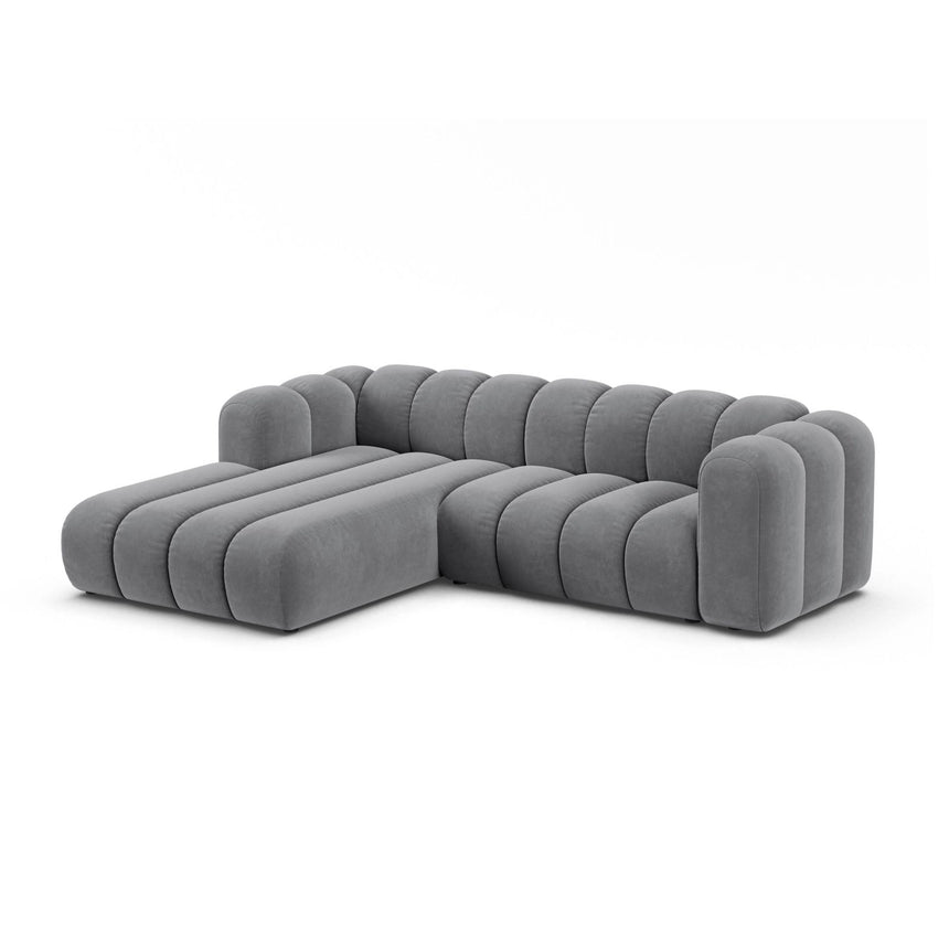 Lupine Modulares 4-Sitzer Ecksofa, Linke Seite, aus Samt in Grau (Salvador 17), 260x177 cm von Micadoni – Bild 2