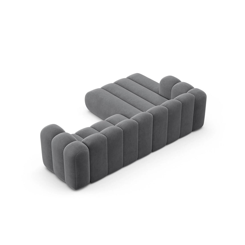 Lupine Modulares 4-Sitzer Ecksofa, Linke Seite, aus Samt in Grau (Salvador 17), 260x177 cm von Micadoni – Bild 4
