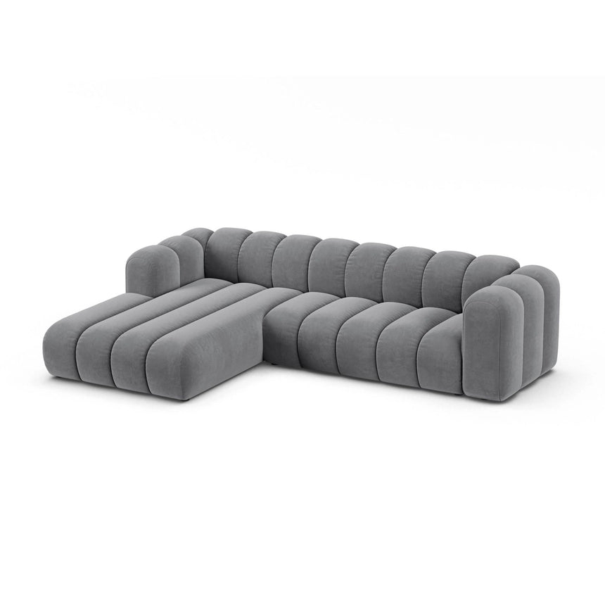 Lupine Modulares 4-Sitzer Ecksofa, Linke Seite, aus Samt in Grau (Salvador 17), 290x177 cm von Micadoni – Bild 3