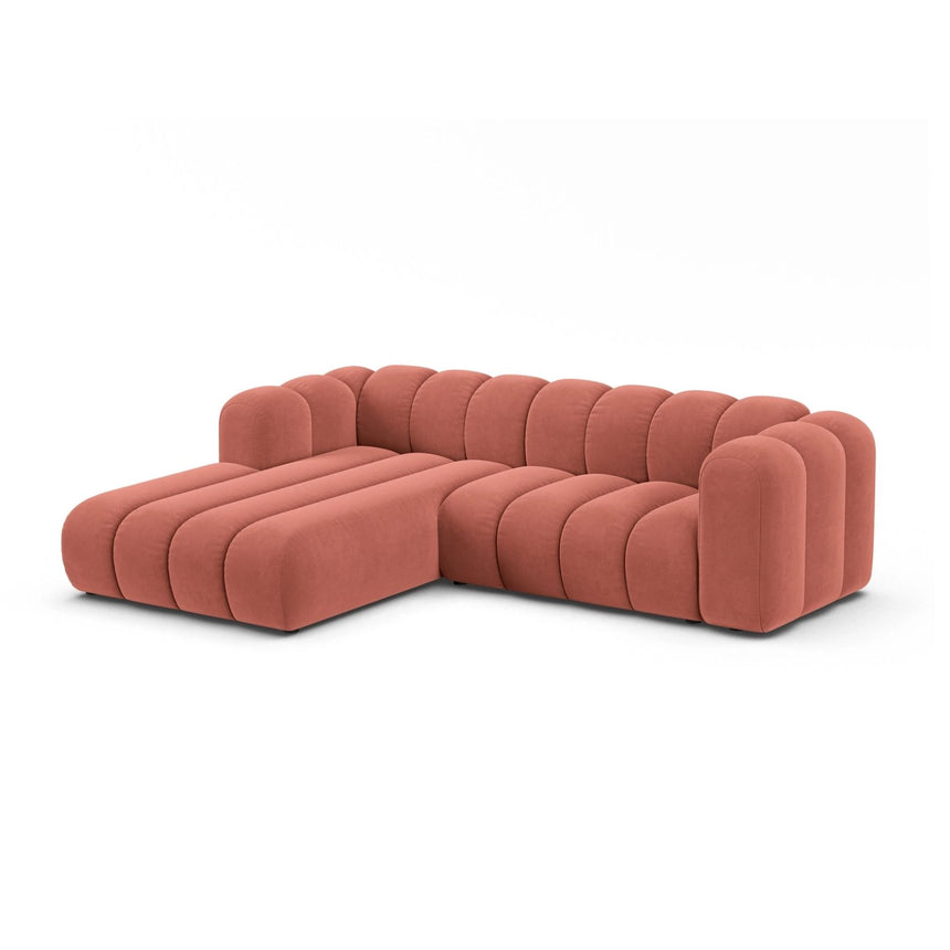 Lupine Modulares 4-Sitzer Ecksofa, Linke Seite, aus Samt in Koralle (Salvador 12), 260x177 cm von Micadoni – Bild 2