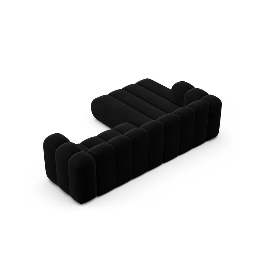 Lupine Modulares 4-Sitzer Ecksofa, Linke Seite, aus Samt in Schwarz (Salvador 19), 260x177 cm von Micadoni – Bild 4