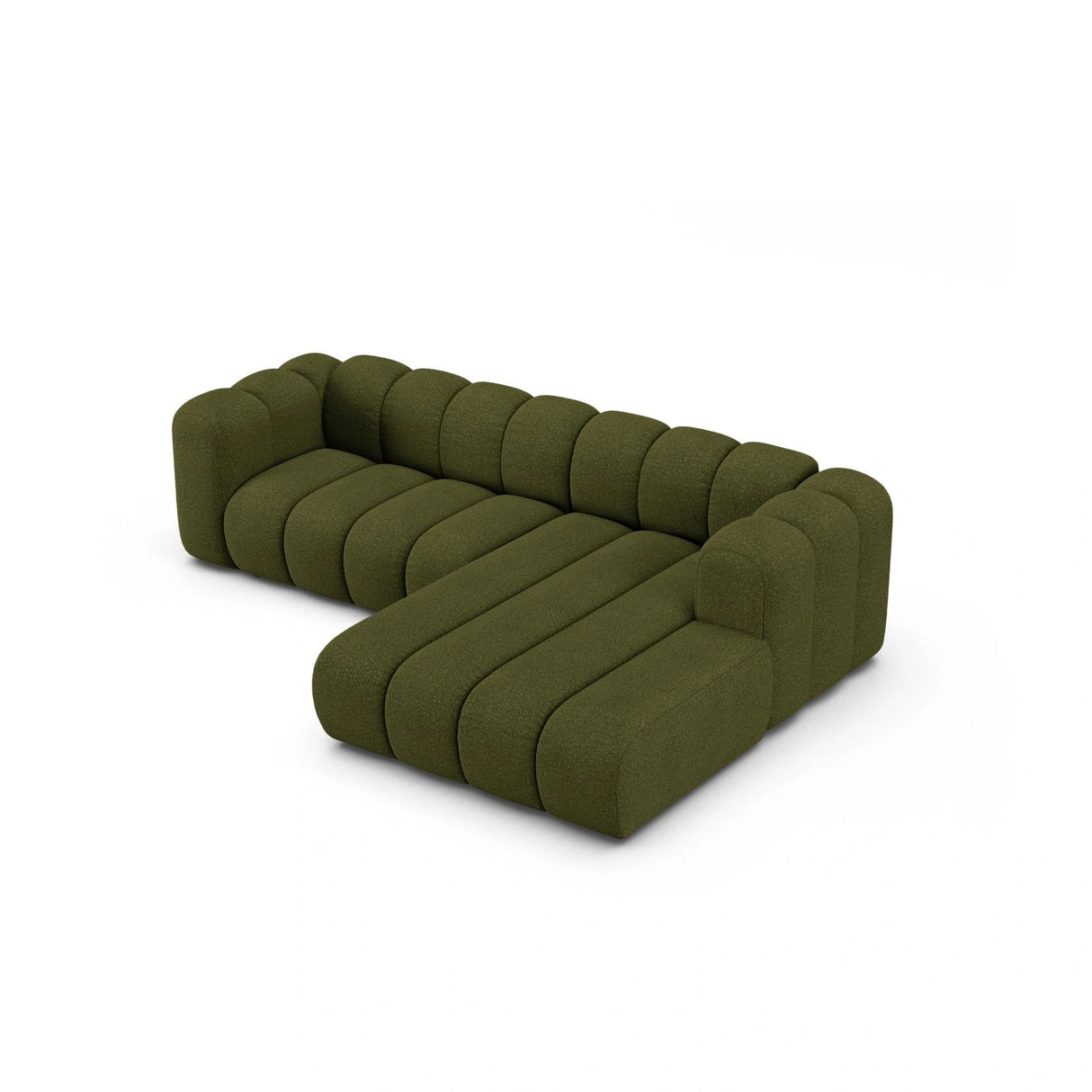 Lupine Modulares 4-Sitzer Ecksofa, Rechte Seite, aus Boucle in Dunkles olivgrün (Baloo 2090), 260x177 cm von Micadoni – Bild 3
