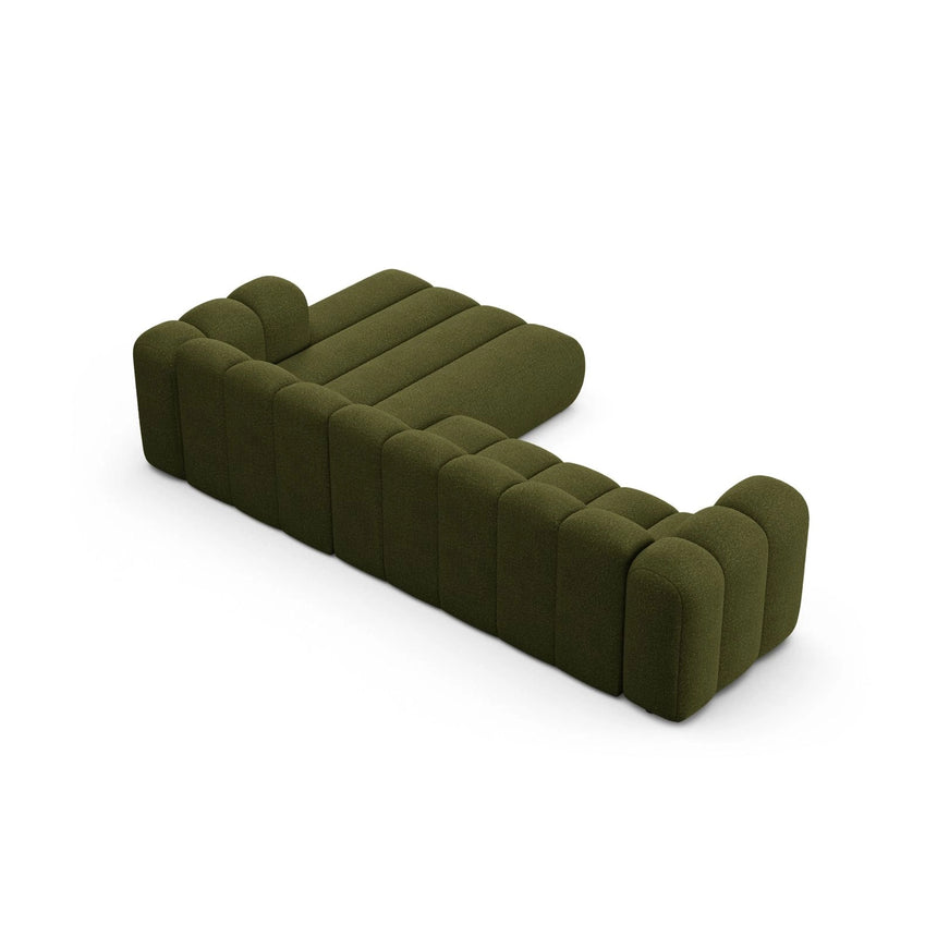 Lupine Modulares 4-Sitzer Ecksofa, Rechte Seite, aus Boucle in Dunkles olivgrün (Baloo 2090), 290x177 cm von Micadoni – Bild 5