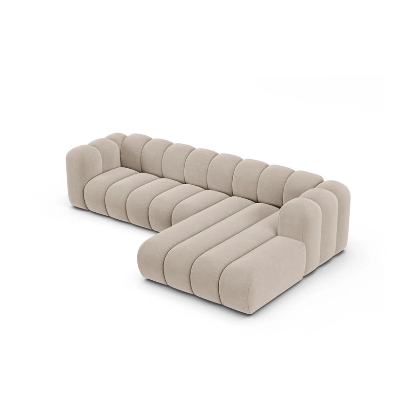 Lupine Modulares 4-Sitzer Ecksofa, Rechte Seite, aus Samt in Beige (Salvador 1), 290x177 cm von Micadoni – Bild 4