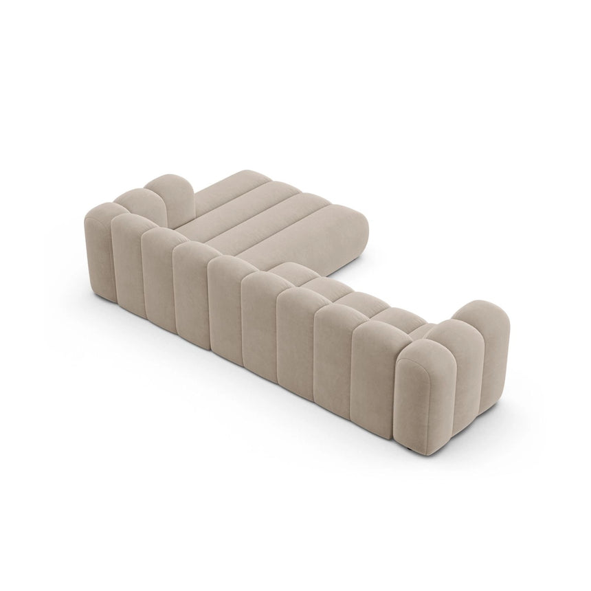 Lupine Modulares 4-Sitzer Ecksofa, Rechte Seite, aus Samt in Beige (Salvador 1), 290x177 cm von Micadoni – Bild 5
