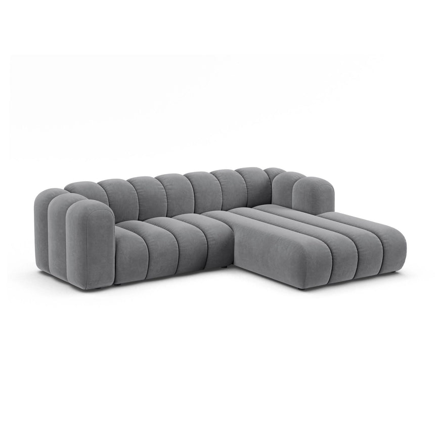 Lupine Modulares 4-Sitzer Ecksofa, Rechte Seite, aus Samt in Grau (Salvador 17), 260x177 cm von Micadoni – Bild 2