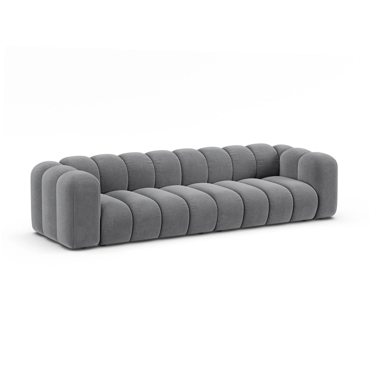 Lupine Modulares 4-Sitzer Sofa aus Samt in Grau (Salvador 17), 290x95x70 cm von Micadoni – Bild 3