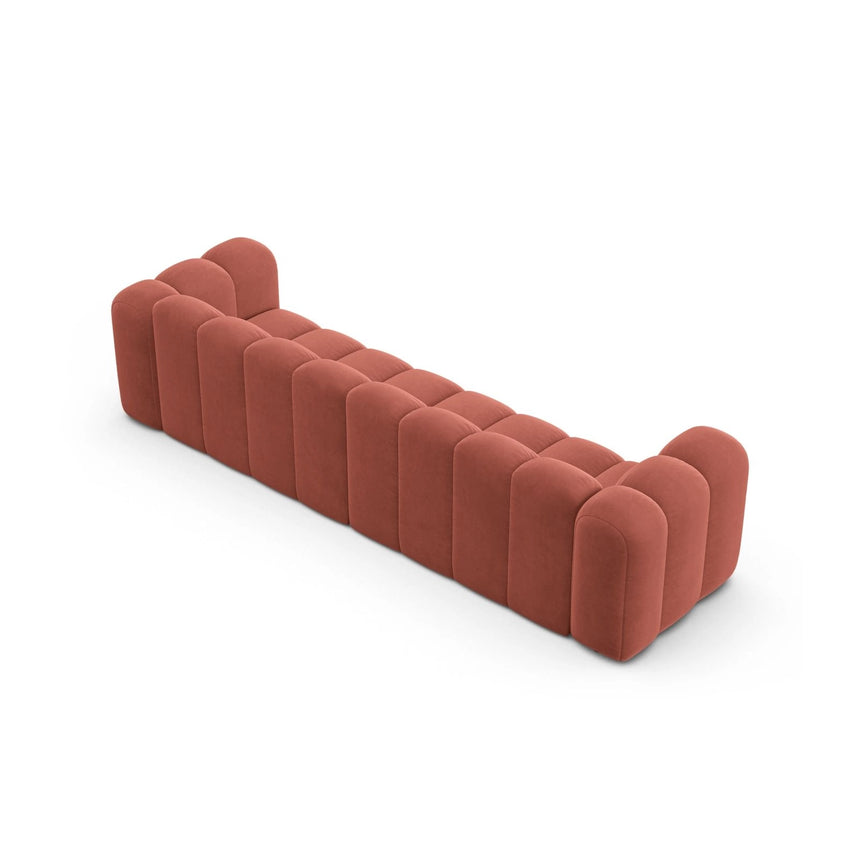 Lupine Modulares 4-Sitzer Sofa aus Samt in Koralle (Salvador 12), 290x95x70 cm von Micadoni – Bild 4