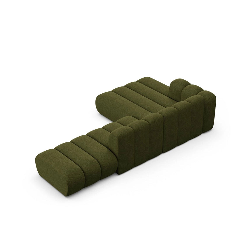 Lupine Modulares 5-Sitzer Ecksofa, Linke Seite, aus Boucle in Dunkles olivgrün (Baloo 2090), 299x177 cm von Micadoni – Bild 5