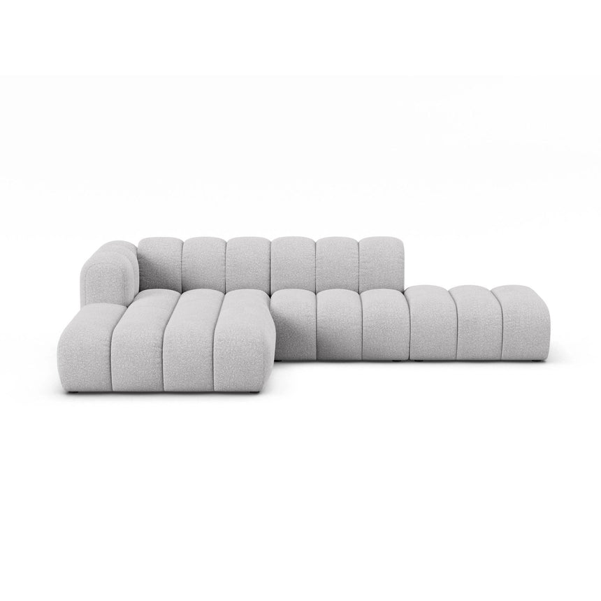 Lupine Modulares 5-Sitzer Ecksofa, Linke Seite, aus Boucle in Hellgrau (Baloo 2085), 299x177 cm von Micadoni – Bild 1