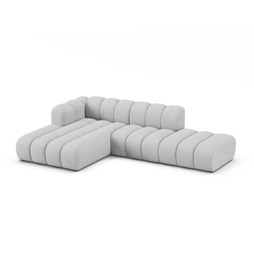 Lupine Modulares 5-Sitzer Ecksofa, Linke Seite, aus Boucle in Hellgrau (Baloo 2085), 299x177 cm von Micadoni – Bild 3