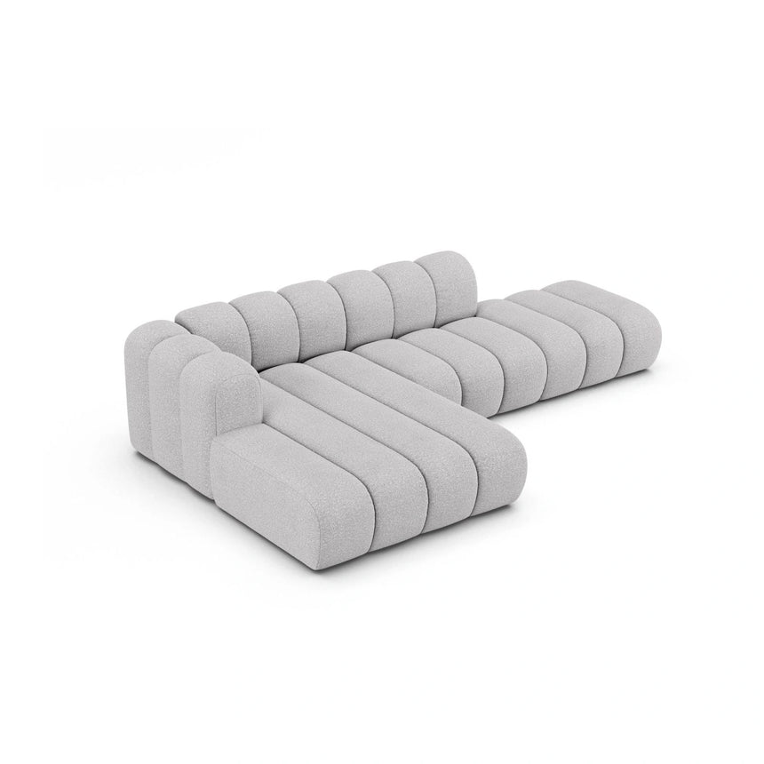 Lupine Modulares 5-Sitzer Ecksofa, Linke Seite, aus Boucle in Hellgrau (Baloo 2085), 299x177 cm von Micadoni – Bild 4