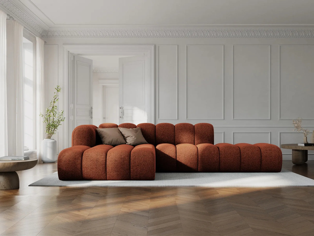 Lupine Modulares 5-Sitzer Ecksofa, Linke Seite, aus Chenille in Brick (Eden 10 Terra), 299x177 cm von Micadoni – Bild 2
