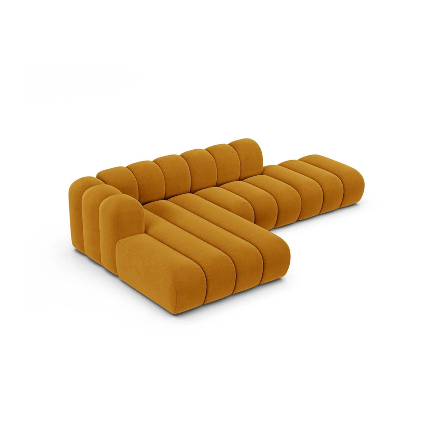 Lupine Modulares 5-Sitzer Ecksofa, Linke Seite, aus Samt in Gelb (Salvador 10), 299x177 cm von Micadoni – Bild 4