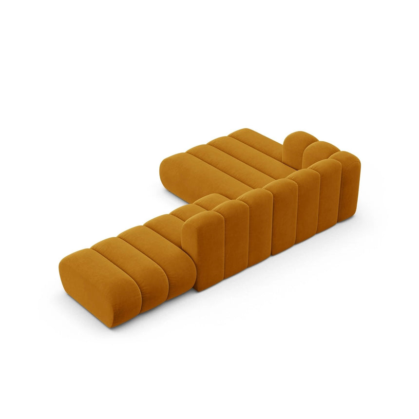 Lupine Modulares 5-Sitzer Ecksofa, Linke Seite, aus Samt in Gelb (Salvador 10), 299x177 cm von Micadoni – Bild 5