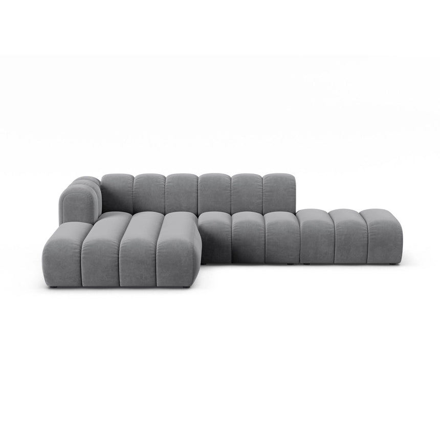 Lupine Modulares 5-Sitzer Ecksofa, Linke Seite, aus Samt in Grau (Salvador 17), 299x177 cm von Micadoni – Bild 1