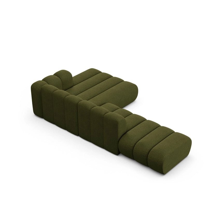 Lupine Modulares 5-Sitzer Ecksofa, Rechte Seite, aus Boucle in Dunkles olivgrün (Baloo 2090), 299x177 cm von Micadoni – Bild 5