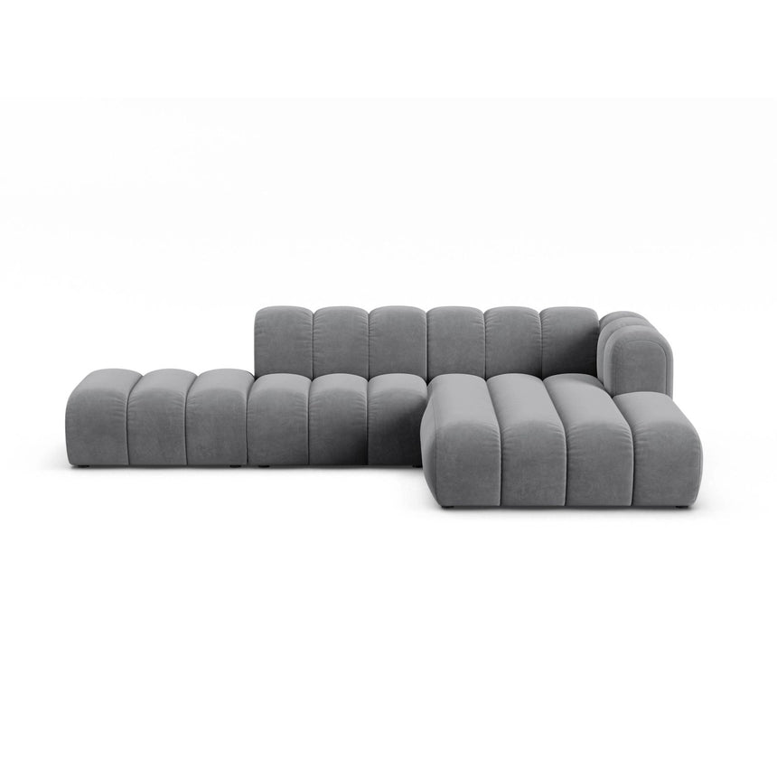 Lupine Modulares 5-Sitzer Ecksofa, Rechte Seite, aus Samt in Grau (Salvador 17), 299x177 cm von Micadoni – Bild 1