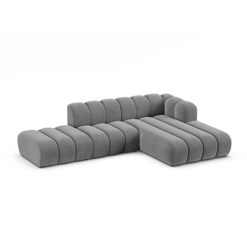 Lupine Modulares 5-Sitzer Ecksofa, Rechte Seite, aus Samt in Grau (Salvador 17), 299x177 cm von Micadoni – Bild 3