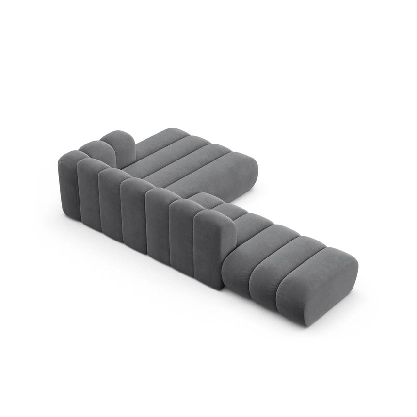 Lupine Modulares 5-Sitzer Ecksofa, Rechte Seite, aus Samt in Grau (Salvador 17), 299x177 cm von Micadoni – Bild 5