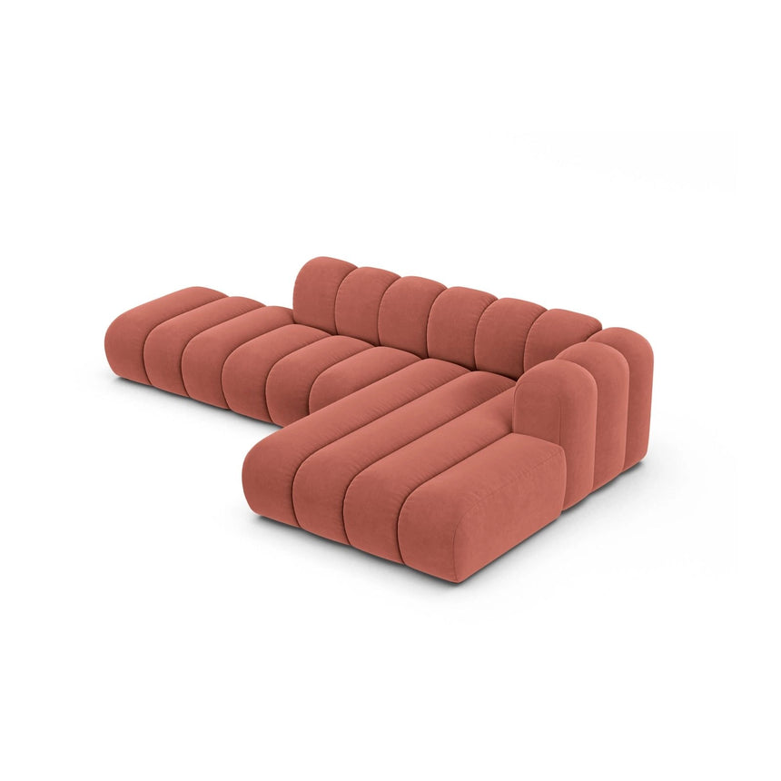 Lupine Modulares 5-Sitzer Ecksofa, Rechte Seite, aus Samt in Koralle (Salvador 12), 299x177 cm von Micadoni – Bild 4