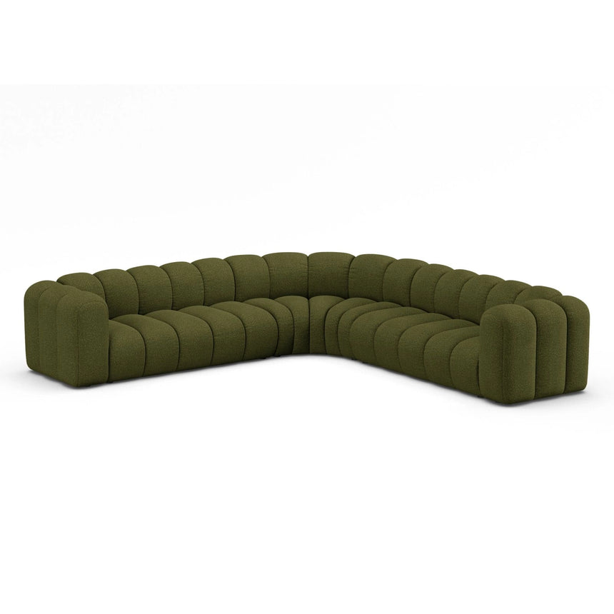 Lupine Modulares 5-Sitzer Ecksofa, Symmetrisch, aus Boucle in Dunkles olivgrün (Baloo 2090), 309x309 cm von Micadoni – Bild 3