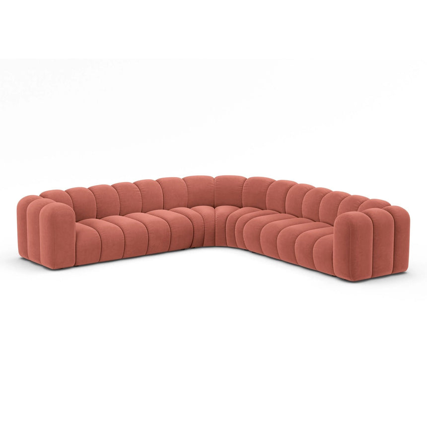 Lupine Modulares 5-Sitzer Ecksofa, Symmetrisch, aus Samt in Koralle (Salvador 12), 309x309 cm von Micadoni – Bild 3