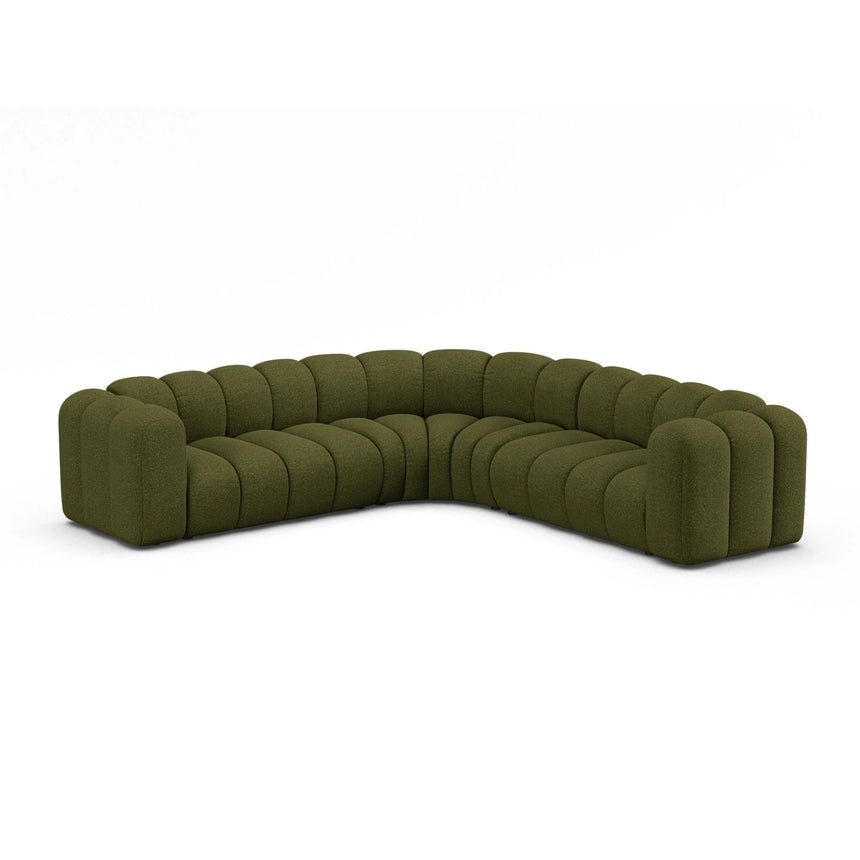 Lupine Modulares 6-Sitzer Ecksofa, Symmetrisch, aus Boucle in Dunkles olivgrün (Baloo 2090), 280x280 cm von Micadoni – Bild 2