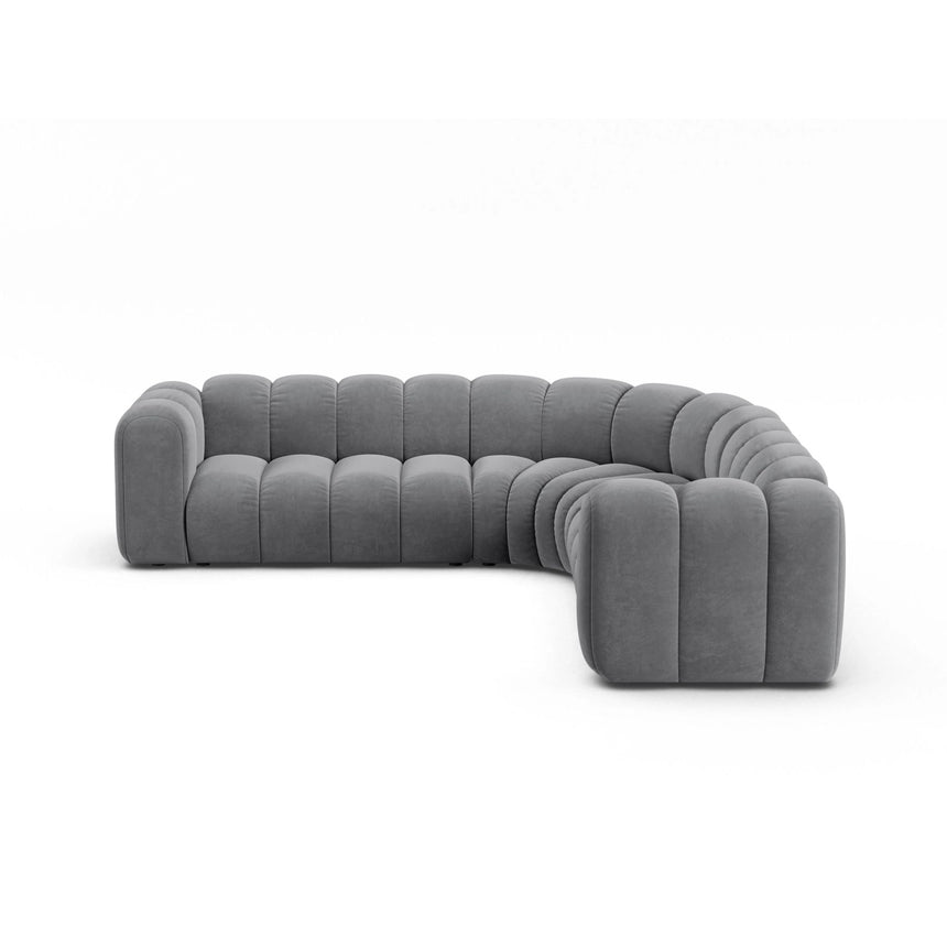 Lupine Modulares 6-Sitzer Ecksofa, Symmetrisch, aus Samt in Grau (Salvador 17), 280x280 cm von Micadoni – Bild 1