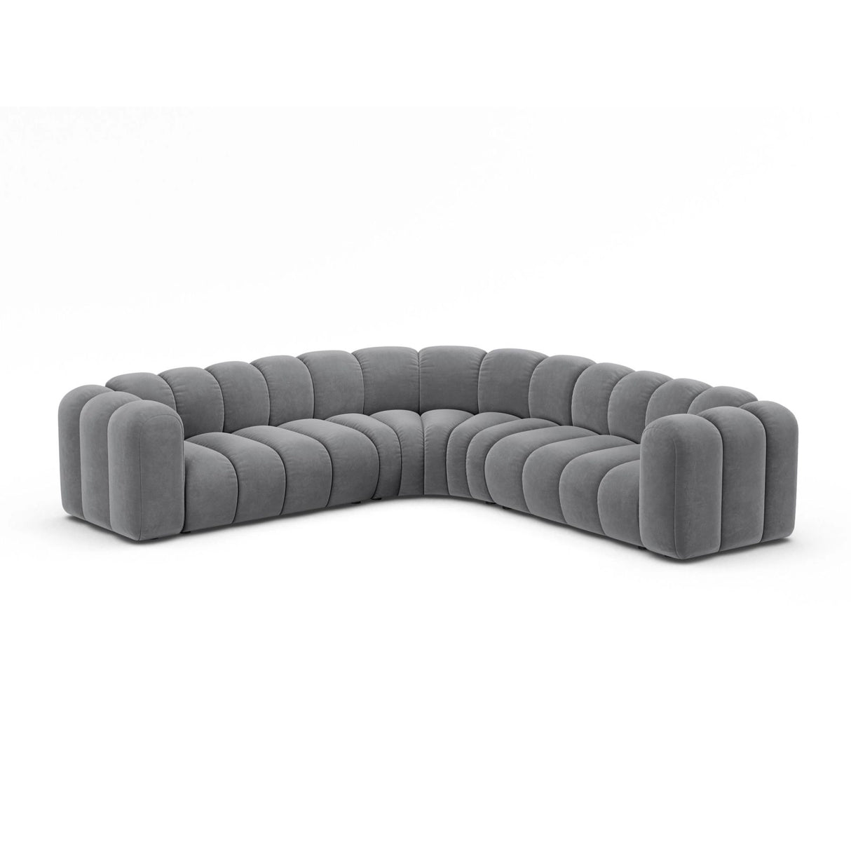 Lupine Modulares 6-Sitzer Ecksofa, Symmetrisch, aus Samt in Grau (Salvador 17), 280x280 cm von Micadoni – Bild 2