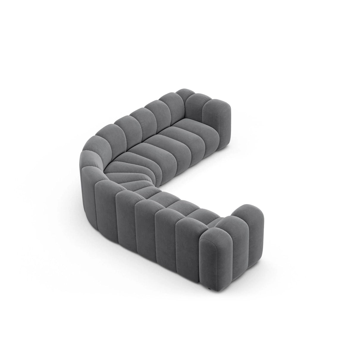 Lupine Modulares 6-Sitzer Ecksofa, Symmetrisch, aus Samt in Grau (Salvador 17), 280x280 cm von Micadoni – Bild 3
