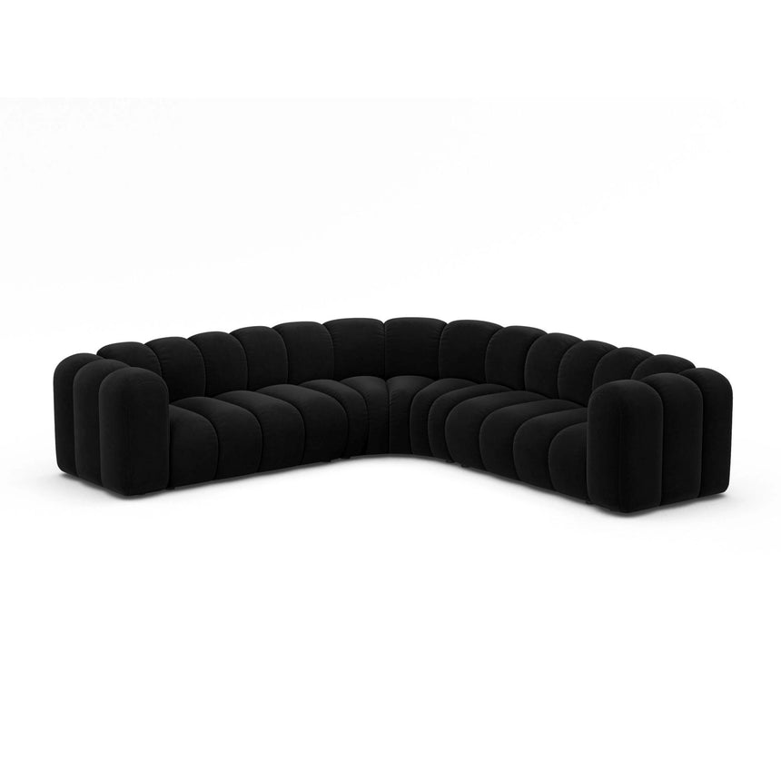 Lupine Modulares 6-Sitzer Ecksofa, Symmetrisch, aus Samt in Schwarz (Salvador 19), 280x280 cm von Micadoni – Bild 2