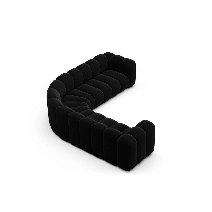Lupine Modulares 6-Sitzer Ecksofa, Symmetrisch, aus Samt in Schwarz (Salvador 19), 280x280 cm von Micadoni – Bild 3