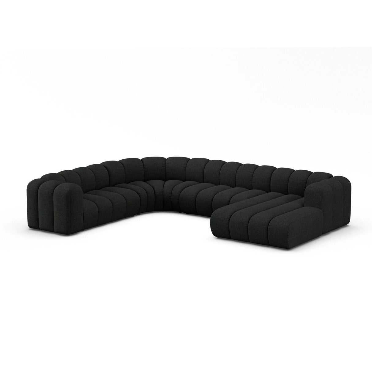 Lupine Modulares 6-Sitzer Panoramasofa, Linke Seite, aus Boucle in Schwarz (Baloo 2082), 370x280 cm von Micadoni – Bild 2