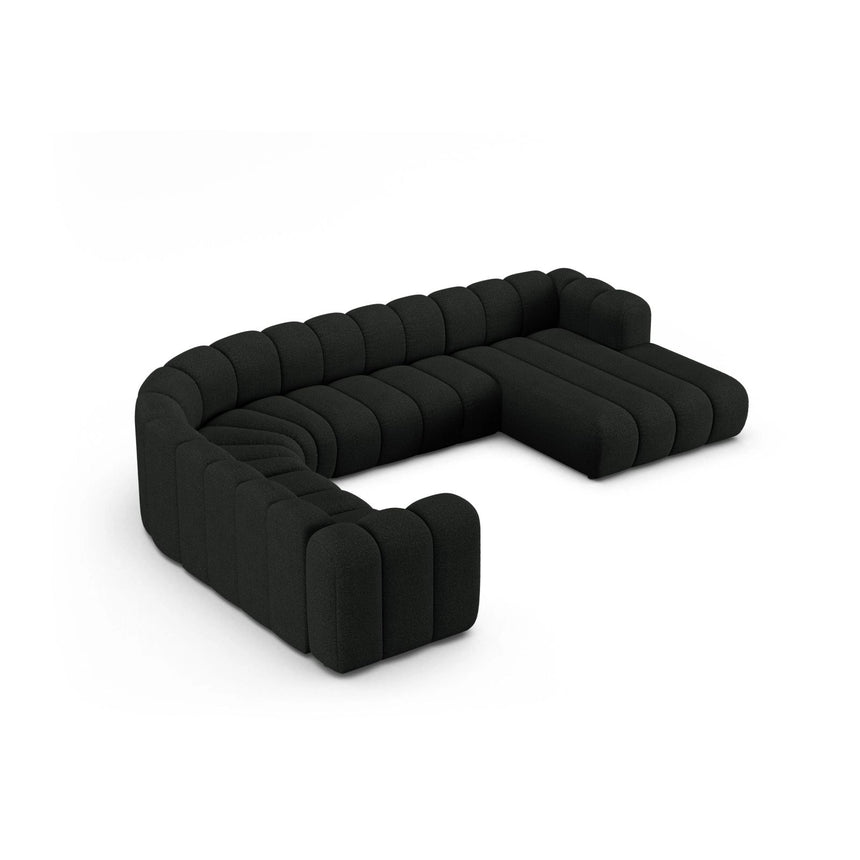Lupine Modulares 6-Sitzer Panoramasofa, Linke Seite, aus Boucle in Schwarz (Baloo 2082), 370x280 cm von Micadoni – Bild 3
