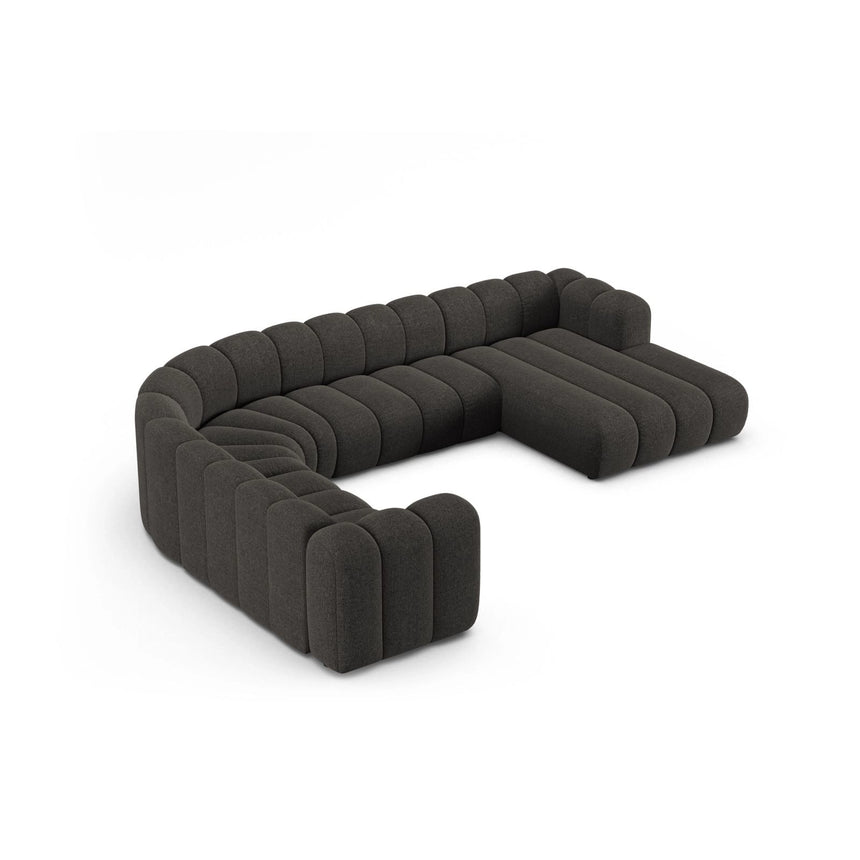 Lupine Modulares 6-Sitzer Panoramasofa, Linke Seite, aus Chenille in Dunkelgrau (Eden 20 Graphite), 370x280 cm von Micadoni – Bild 3
