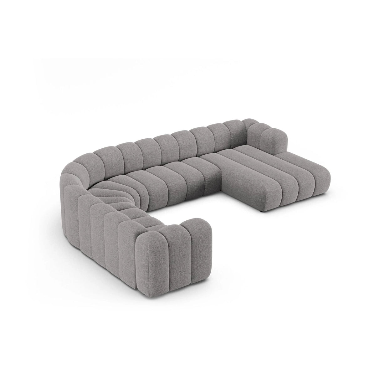 Lupine Modulares 6-Sitzer Panoramasofa, Linke Seite, aus Chenille in Hellgrau (Eden 18 Grey), 370x280 cm von Micadoni – Bild 3