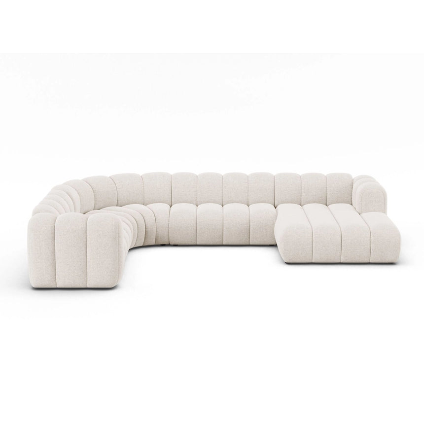 Lupine Modulares 6-Sitzer Panoramasofa, Linke Seite, aus Chenille in Leichtes Beige (Eden 2 Pearl), 370x280 cm von Micadoni – Bild 1