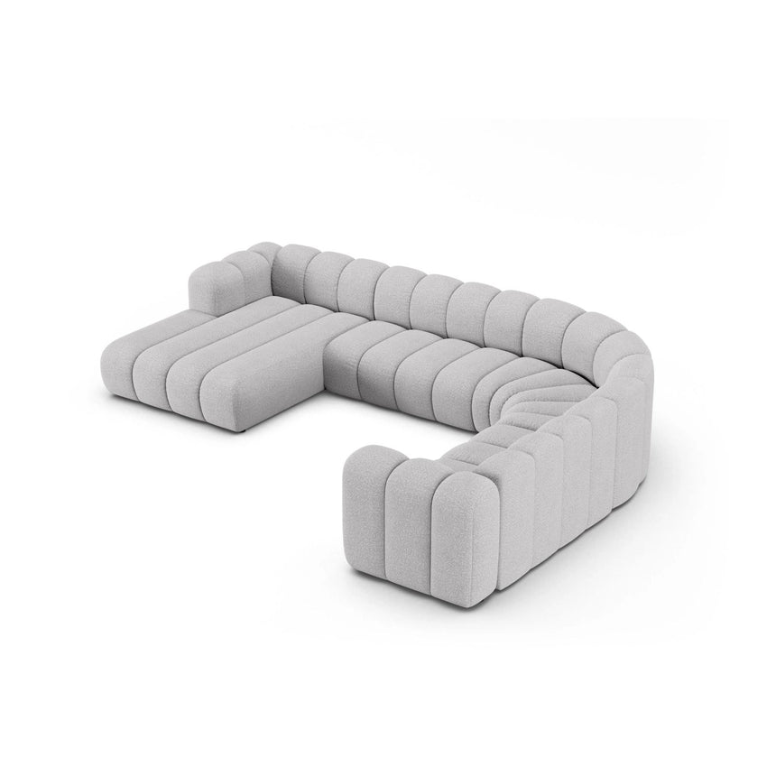 Lupine Modulares 6-Sitzer Panoramasofa, Rechte Seite, aus Boucle in Hellgrau (Baloo 2085), 370x280 cm von Micadoni – Bild 3