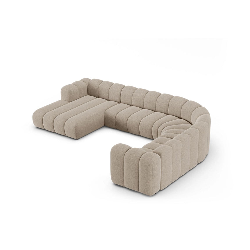 Lupine Modulares 6-Sitzer Panoramasofa, Rechte Seite, aus Chenille in Dunkelbeige (Eden 4 Beige), 370x280 cm von Micadoni – Bild 3