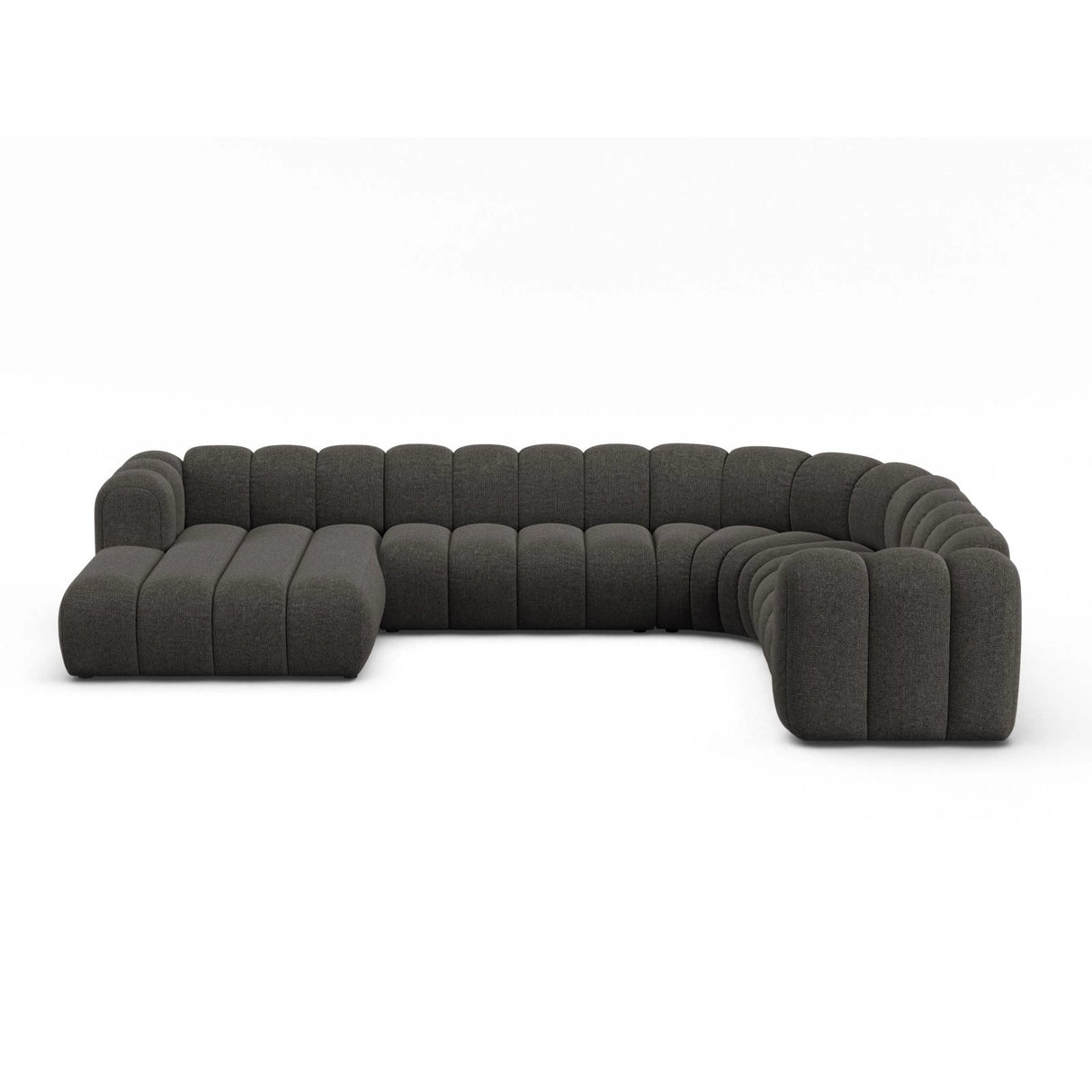 Lupine Modulares 6-Sitzer Panoramasofa, Rechte Seite, aus Chenille in Dunkelgrau (Eden 20 Graphite), 370x280 cm von Micadoni – Bild 1