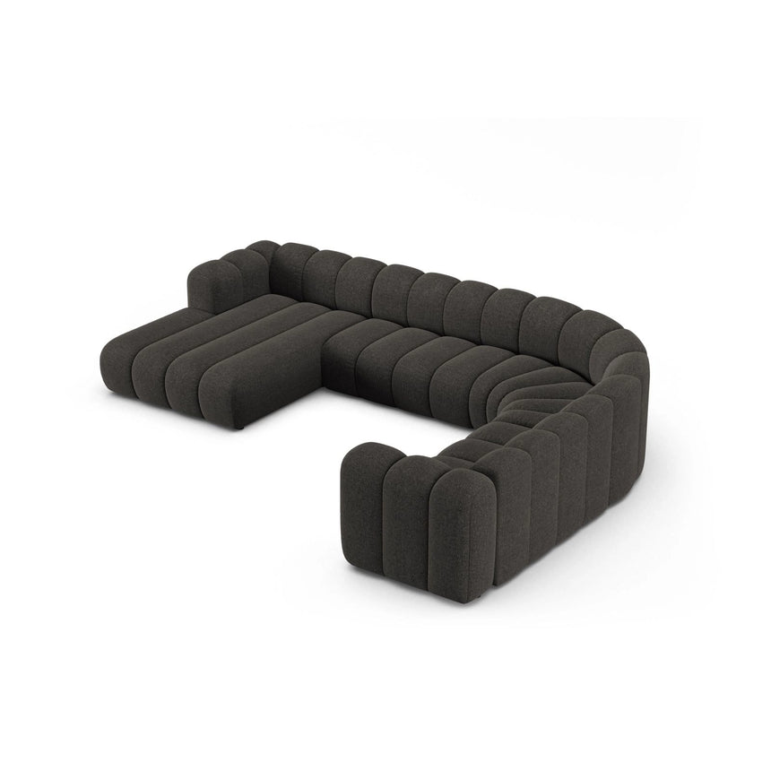 Lupine Modulares 6-Sitzer Panoramasofa, Rechte Seite, aus Chenille in Dunkelgrau (Eden 20 Graphite), 370x280 cm von Micadoni – Bild 3