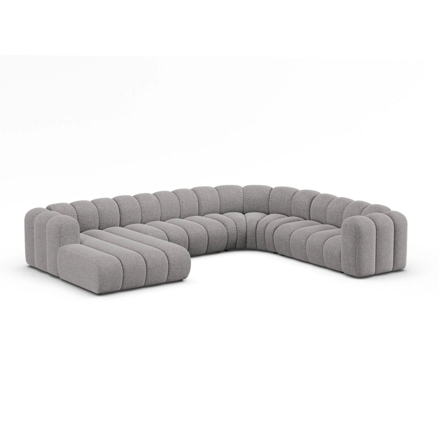 Lupine Modulares 6-Sitzer Panoramasofa, Rechte Seite, aus Chenille in Hellgrau (Eden 18 Grey), 370x280 cm von Micadoni – Bild 2