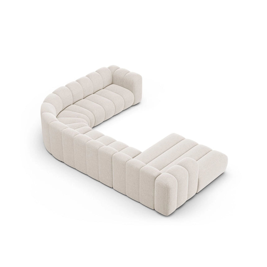 Lupine Modulares 6-Sitzer Panoramasofa, Rechte Seite, aus Chenille in Leichtes Beige (Eden 2 Pearl), 370x280 cm von Micadoni – Bild 4