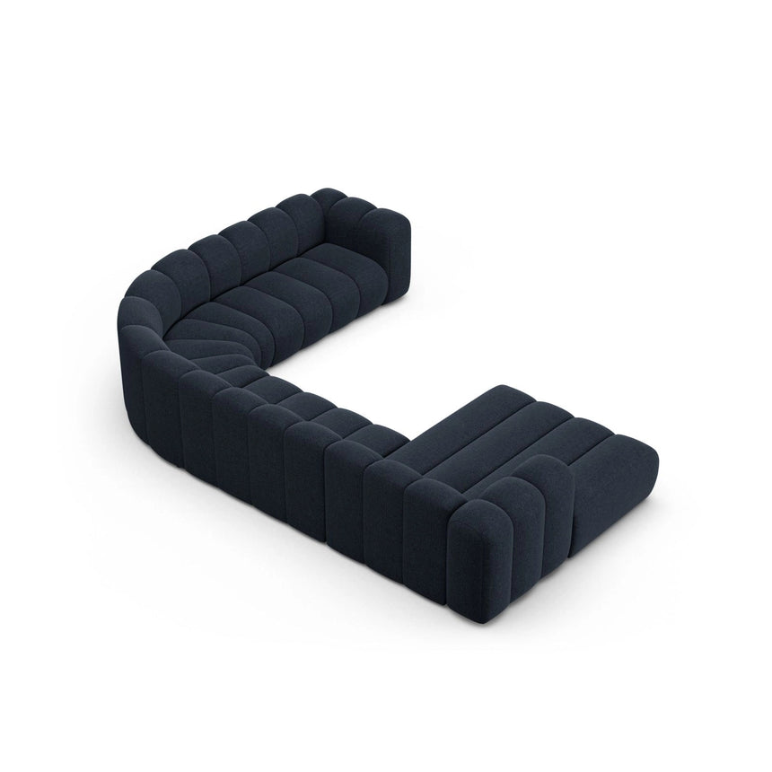 Lupine Modulares 6-Sitzer Panoramasofa, Rechte Seite, aus Chenille in Marineblau (Eden 16 Deep Blue), 370x280 cm von Micadoni – Bild 4