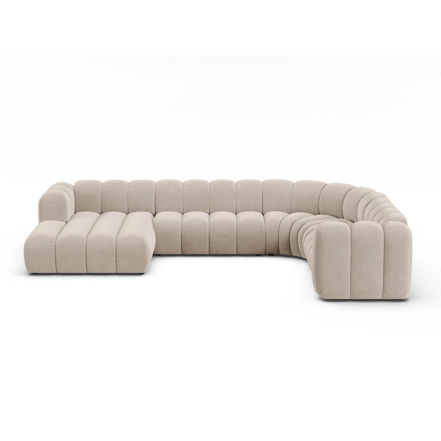 Lupine Modulares 6-Sitzer Panoramasofa, Rechte Seite, aus Samt in Beige (Salvador 1), 370x280 cm von Micadoni – Bild 1