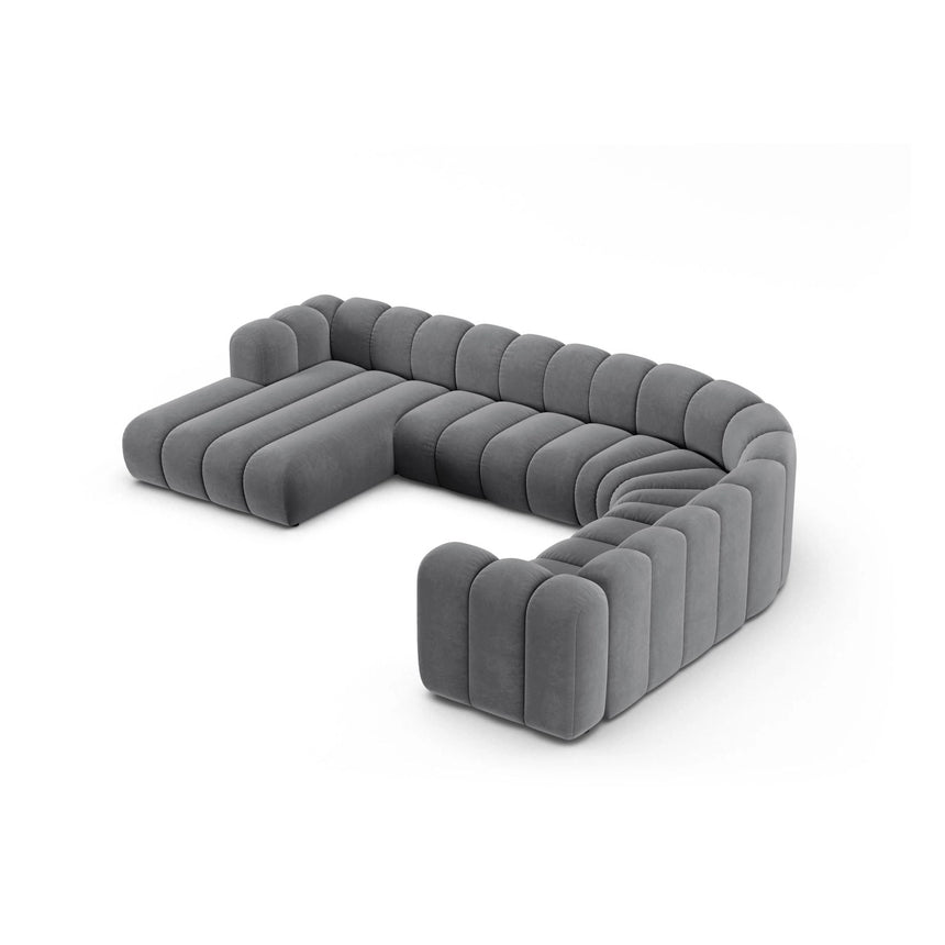 Lupine Modulares 6-Sitzer Panoramasofa, Rechte Seite, aus Samt in Grau (Salvador 17), 370x280 cm von Micadoni – Bild 3