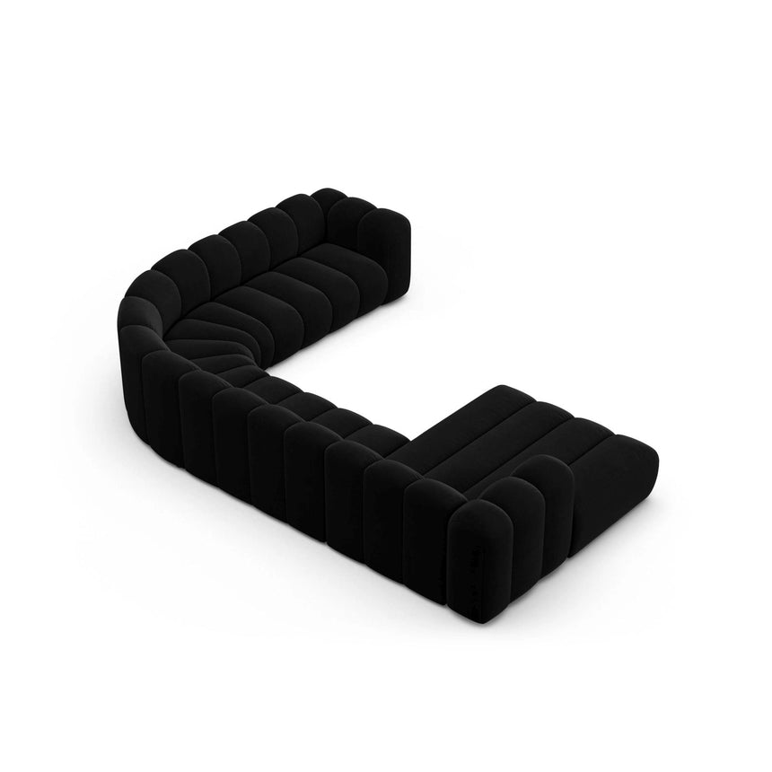 Lupine Modulares 6-Sitzer Panoramasofa, Rechte Seite, aus Samt in Schwarz (Salvador 19), 370x280 cm von Micadoni – Bild 4